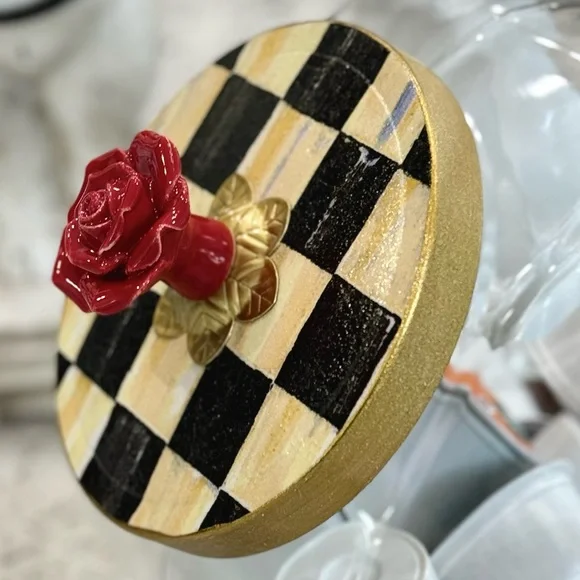 Hand Crafted Courtly Check cookie jar glass canister - Picture 3 of 7